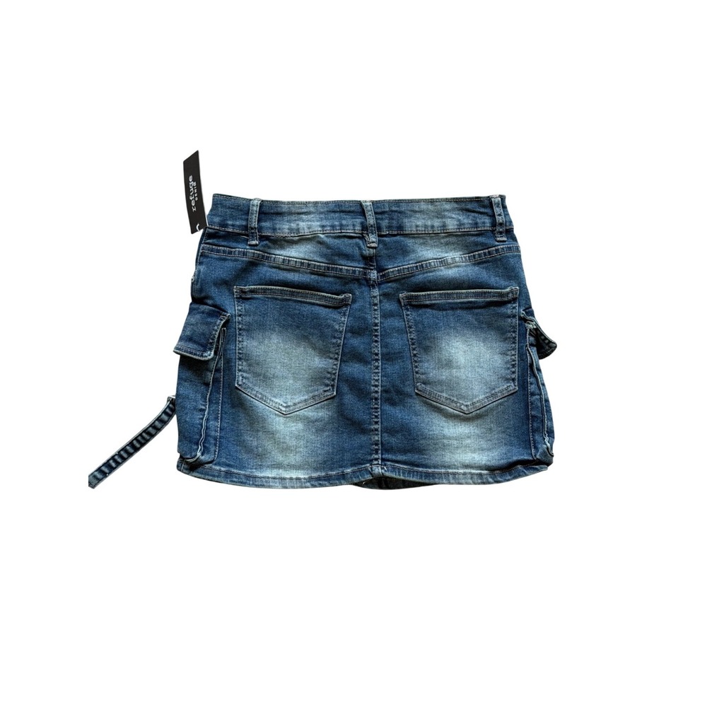 Refuge Denim Cargo Mini Skirt Womens Size M Blue Medium Wash Utility D-Ring